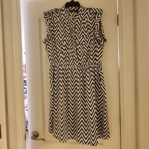 Chevron pattern light blue and cream dress